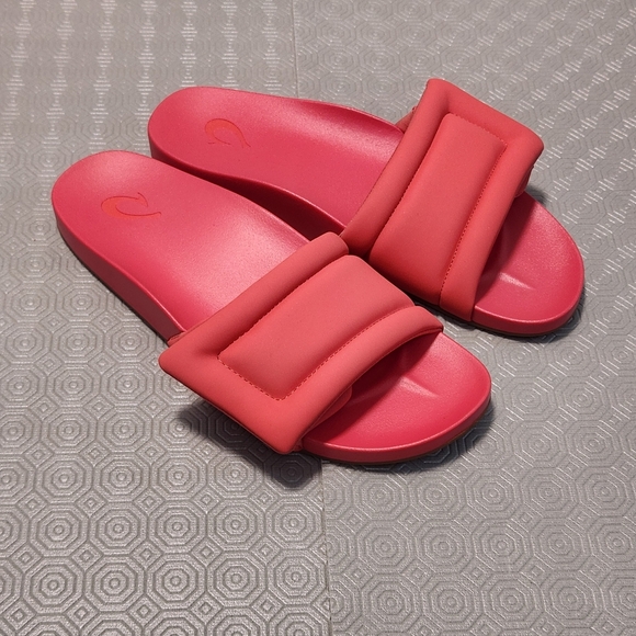 Olukai Sunbeam Slide Comfort Sandals Coral Red Slip On Women’s Size 9/ EU39 NWOT - Picture 2 of 7